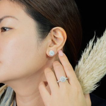 18K白金 1卡單顆圓形天然鑽石耳環