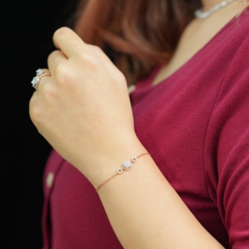 18K玫瑰金 鑽石手鏈