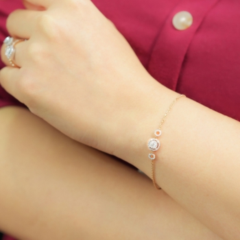 18K玫瑰金 鑽石手鏈