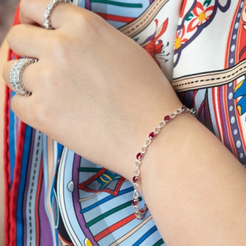 18K白金 紅寶鑽石手鏈