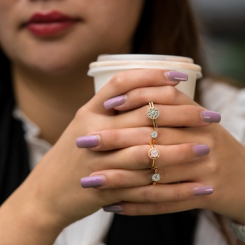 18K玫瑰金 鑽石戒指 - 2種尺寸