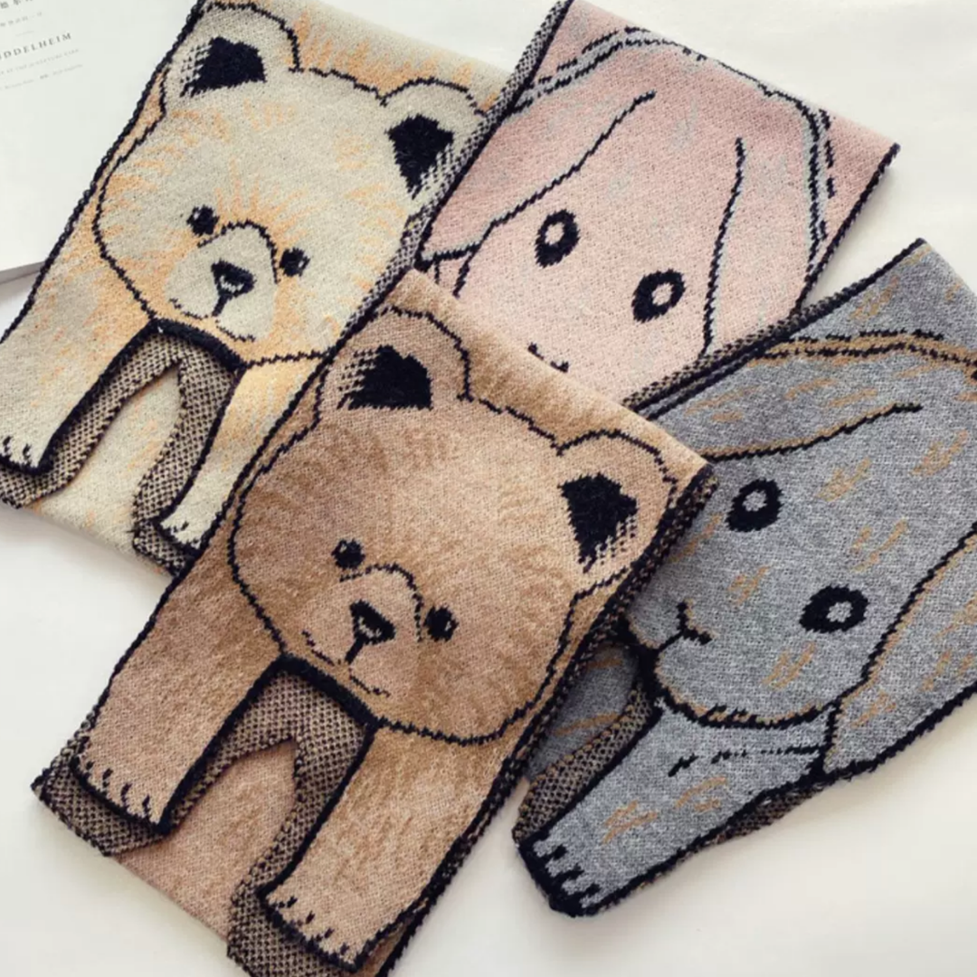 韓國動物剪影小童棉頸巾